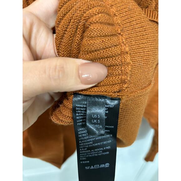 Anthropologie Karla Boat Neck Sweater Dolman Sleeve Rib Knit Alpaca Wool Pecan - Picture 8 of 9